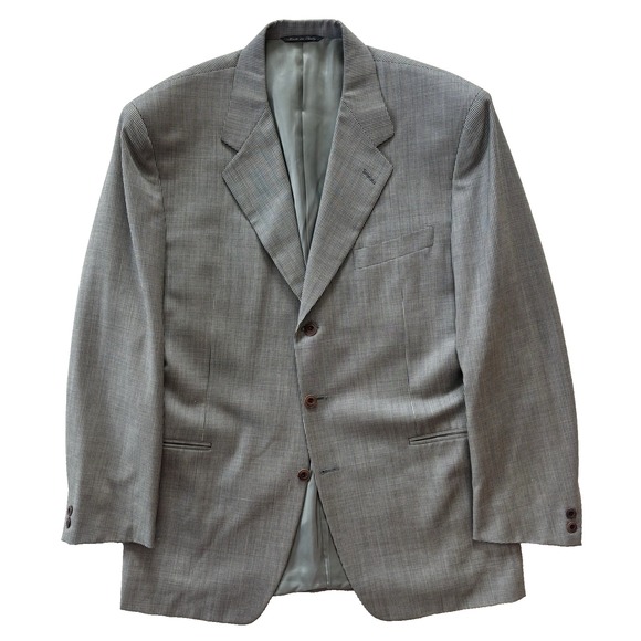 black white houndstooth Canali Proposta blazer jacket sport suit coat‎ 52 42R
